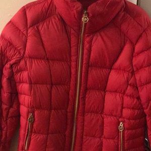 Red Michael Kors puffer jacket